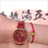 勞力士王子女款全自動(dòng)機械表精美夜光防水超薄真皮時(shí)尚女士名牌專(zhuān)用女表 R5509紅面-皮帶 曬單實(shí)拍圖