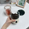 AILUKI日本茶水分離泡茶杯男便攜式辦公室水杯雙層防燙過(guò)濾玻璃 黑色派杯. 曬單實(shí)拍圖