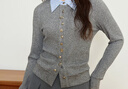獨束大碼女裝假兩件針織開(kāi)衫2025春季新款疊穿微胖mm百搭顯瘦上衣 星辰灰 4XL (尺碼：6) 曬單實(shí)拍圖