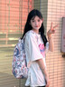 Walker Shop2025新款學(xué)生書(shū)包初高中生大容量背包女可愛(ài)印花小學(xué)生書(shū)包三件套 大號可愛(ài)貓書(shū)包（適合身高160cm以上） 曬單實(shí)拍圖