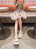 妙麗（Millies）品牌松糕厚底涼鞋女夏季2025新款真皮時尚女士涼鞋百搭運動沙灘鞋 米白 35 (225mm)  標(biāo)準(zhǔn)碼 曬單實拍圖