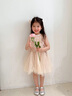 G.DUCKKIDS童裝女童連衣裙夏季兒童裙子小童夏裝公主裙女寶寶亮片生日禮服裙 香檳色裙子+頭紗 100 尺碼2~3歲【 90-100cm】 曬單實(shí)拍圖