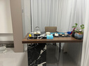 真緣北歐實木餐椅家用餐桌椅子設(shè)計師餐廳靠背吃飯凳子休閑洽談茶桌椅 卡其色皮胡桃色腿 曬單實拍圖