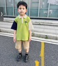 真維斯童裝兒童夏裝男孩Polo撞色短袖套裝2026夏季新款戶(hù)外休閑工裝褲 【兩件套】杏綠(疊色雙字母)軍綠 120 曬單實(shí)拍圖