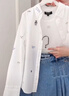 Teenie Weenie小熊女裝襯衫2025年夏季新款簡約休閑泡泡袖刺繡襯衣 白色 S 曬單實拍圖