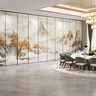 酒店活動(dòng)隔斷墻飯店包廂辦公室折疊移動(dòng)屏風(fēng)推拉吊軌道隔音隔斷墻 75型山水畫 曬單實(shí)拍圖