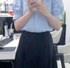 茵曼通勤壓褶泡泡袖全棉襯衫夏季女裝翻領(lǐng)刺繡襯衣上衣 淺藍色  S 曬單實(shí)拍圖