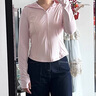 蕉下（beneunder）防曬衣女涼感修身AL11924短款辣妹防曬服女外套淺緋粉S 曬單實(shí)拍圖