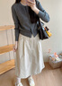 森馬（Semir）[商場(chǎng)同款]半身裙女磨毛純棉長(zhǎng)裙2025秋新款氣質(zhì)純色傘裙百搭 淺卡其50385 M 曬單實(shí)拍圖