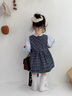 班喜迪女童連衣裙秋裝2025新款寶寶裙子洋氣小女孩格子裙兒童公主裙春秋 藍色 80 曬單實拍圖