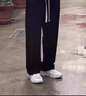 皮爾卡丹（pierre cardin）休閑褲男秋季寬松直筒褲男士高級闊腿垂感長褲子男裝 黑色 XL 曬單實拍圖