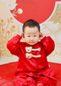G.DUCKKIDS小黃鴨嬰兒套裝秋冬季男寶寶抓周衣服中國風(fēng)周歲新年喜慶拜年禮服 紅色兩件套-無(wú)帽 90 尺碼1~2歲【 80-90cm】 曬單實(shí)拍圖