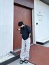 魯雅爾白色扎染傘兵工裝褲男夏季美式vintage牛仔褲子高街痞帥微喇長(zhǎng)褲 白色 XL 曬單實(shí)拍圖