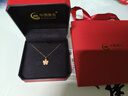 中國(guó)黃金（CHINA GOLD）心動(dòng)桃花黃金項(xiàng)鏈女999足金鉆石吊墜七夕情人節(jié)禮物送女友老婆 吊墜金重約1.0g*配K金鏈 曬單實(shí)拍圖