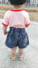 雷姆汀女童韓版牛仔短褲夏裝洋氣中大童夏季花苞褲子兒童外穿百搭熱褲薄 紫色破洞短褲 90 建議身高90 曬單實(shí)拍圖