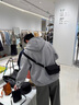 牧唯灰色連帽衛(wèi)衣雙拉鏈開衫長袖男生2025春秋款百搭休閑純色外套上衣 淺灰色 XL [建議130-150斤] 曬單實拍圖