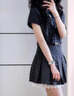 斤慕韓系復(fù)古波點(diǎn)連衣裙 2025夏季新款女裝韓版假兩件氣質(zhì)顯瘦裙子 灰色 L 建議100-115斤 曬單實(shí)拍圖