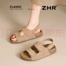 ZHR反絨牛皮涼鞋女夏季復(fù)古透氣勃肯鞋女軟底搭扣女鞋 IL02 卡其色39 曬單實拍圖