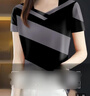 思羽君短袖t恤女2025新款夏季時尚女裝印花短袖條紋遮肚媽媽裝打底衫女 水泥灰 2XL 碼建議120-135斤 曬單實拍圖