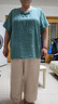 奉孝大碼媽媽裝200斤胖媽媽夏裝短袖t恤加肥加大碼中老年時(shí)尚寬松套裝 曬單實(shí)拍圖