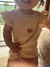 幼歌（YOUGE）嬰幼兒夏季法式甜美小飛袖上衣輕薄透氣寬松愛心短褲潮 米白上衣 90 cm 曬單實(shí)拍圖