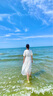 尚都比拉醋酸連衣裙女2024年夏季新款度假風氣質(zhì)顯瘦中長裙 奶白色 L  曬單實拍圖