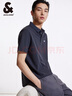 杰克·瓊斯（JACK&JONES）POLO衫男士夏季新款撞色翻領(lǐng)涼感短袖復(fù)古簡(jiǎn)約短袖polo衫衣服男裝 炭黑藍(lán)E40 XL (185) 曬單實(shí)拍圖