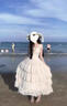 微光里法式溫柔蛋糕裙海邊度假連衣裙女夏季2025新款收腰顯瘦氣質(zhì)長裙子 杏色 M 曬單實拍圖