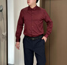羅蒙休閑長袖襯衫男夏季冰絲無痕免燙商務(wù)職業(yè)寸衫結(jié)婚伴郎襯衣工服男 酒紅色-1件裝 XL 【建議130-145斤】 曬單實拍圖