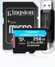 金士頓（Kingston）大疆pocket3無人機Action4 5pro存儲卡TF卡MicroSD監(jiān)控攝像運動相機行車記錄儀高速內(nèi)存卡U3V30A2 SDCG4/256GB配雙接口USB2.0讀卡器 曬單實拍圖