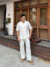 Foss Phil休閑褲子男春秋季百搭高級(jí)感寬松垂感直筒休閑褲CK2558白色2XL 曬單實(shí)拍圖