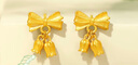中國黃金（CHINA GOLD）黃金耳釘女士足金蝴蝶結(jié)鈴蘭花耳釘七夕情人節(jié)禮物送女友老婆 足金蝴蝶鈴蘭花耳釘約3.0g*甄選禮盒 曬單實拍圖