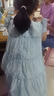 ASK JUNIOR女童裙子夏薄款透氣無袖公主裙小飛袖蛋糕裙兒童裙子 淺藍色 150  曬單實拍圖