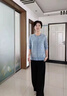 皮爾卡丹（pierre cardin）媽媽裝新款針織衫女上衣外套兩件套中老年女裝薄短袖洋氣打底小衫 藍(lán)色 M  建議85-100斤 曬單實(shí)拍圖