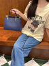 寶加力（bugatti）包包女包奢侈品牌2025年女款手提包斜挎單肩包七夕情人節(jié)生日禮物 藏藍(lán)色 中包 曬單實(shí)拍圖