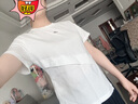 ELLE白色不規(guī)則優(yōu)雅圓領(lǐng)短袖女2025夏新款設(shè)計(jì)感時(shí)尚通勤顯瘦T恤 白色 M 曬單實(shí)拍圖