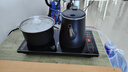 豐谷全自動上水電熱水壺 茶臺燒水壺 家用辦公嵌入式茶桌茶幾一體電茶壺泡茶具電茶爐套裝 1L （37*20cm）底部上水-雙層防燙消毒款 曬單實拍圖