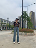 FSHE高腰闊腿牛仔褲女春秋冬2025新款加絨寬松顯瘦垂感復(fù)古直筒拖地褲 復(fù)古藍(lán)長(zhǎng)褲 S 曬單實(shí)拍圖