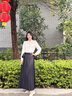 獨(dú)束大碼女裝中式簡(jiǎn)約大氣浪漫馬面裙女春裝新款微胖mm氣質(zhì)典雅女裙 水墨黑 L (尺碼：2) 拍前和客服確認(rèn)尺碼 曬單實(shí)拍圖