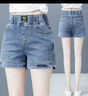 SOVK女裝牛仔短褲女薄款2025夏季新款百搭松緊高腰寬松闊腿A字熱褲 藍色1009[彈力優(yōu)質(zhì)面料] 26 建議80-90斤 曬單實(shí)拍圖