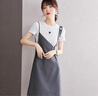 歌芭杉（GEBASHAN）品牌女裝韓系小眾T恤背帶裙女2025夏季小個(gè)子顯瘦假兩件套裙子潮 灰色 S 曬單實(shí)拍圖