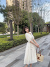 香影度假風波西米亞白色連衣裙女2025夏裝新款含亞麻收腰v領裙子 米白 S 155/80A/85-95斤 曬單實拍圖