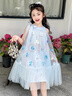 安妮優(yōu)兒（Anneyol）女童夏季連衣裙2025新款兒童網(wǎng)紗吊帶裙女孩夏款公主裙子 藍色140 曬單實拍圖