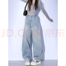 時(shí)尚潮流淺色彎刀牛仔褲女春秋2025新款梨型夏季薄款香蕉闊腿褲子 旺匠123淺藍(lán)色 S 曬單實(shí)拍圖