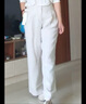 逸陽(yáng)100%亞麻闊腿褲女2025年夏季薄款垂感直筒褲 白色 29 曬單實(shí)拍圖
