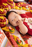 G.DUCKKIDS小黃鴨一周歲禮服男寶寶抓周衣服國(guó)風(fēng)百天百日宴滿(mǎn)月嬰兒衣服夏季 紅色+香囊 73cm 73碼3-7月建議寶寶6-8公斤 曬單實(shí)拍圖