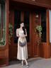 Mandy Zhang高級感香檳色重磅醋酸吊帶連衣裙女夏氣質(zhì)系帶禮服長裙 奶咖杏 S 曬單實拍圖