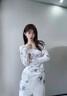 糖力商場同款 夢蝶印花 2025春秋新款收腰長款流光絲絨連衣裙女 白色  夢碟印花 S 曬單實(shí)拍圖