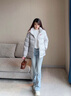 鴨鴨（YAYA）羽絨服女短款時尚百搭休閑冬裝防風立領保暖御外套小個子面包服 熊貓色 M (170) 【適合120-130斤】 曬單實拍圖