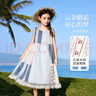 ASK JUNIOR兒童裙子2025夏季無袖背心連衣裙女大童拼接古格紋公主裙   140 曬單實(shí)拍圖